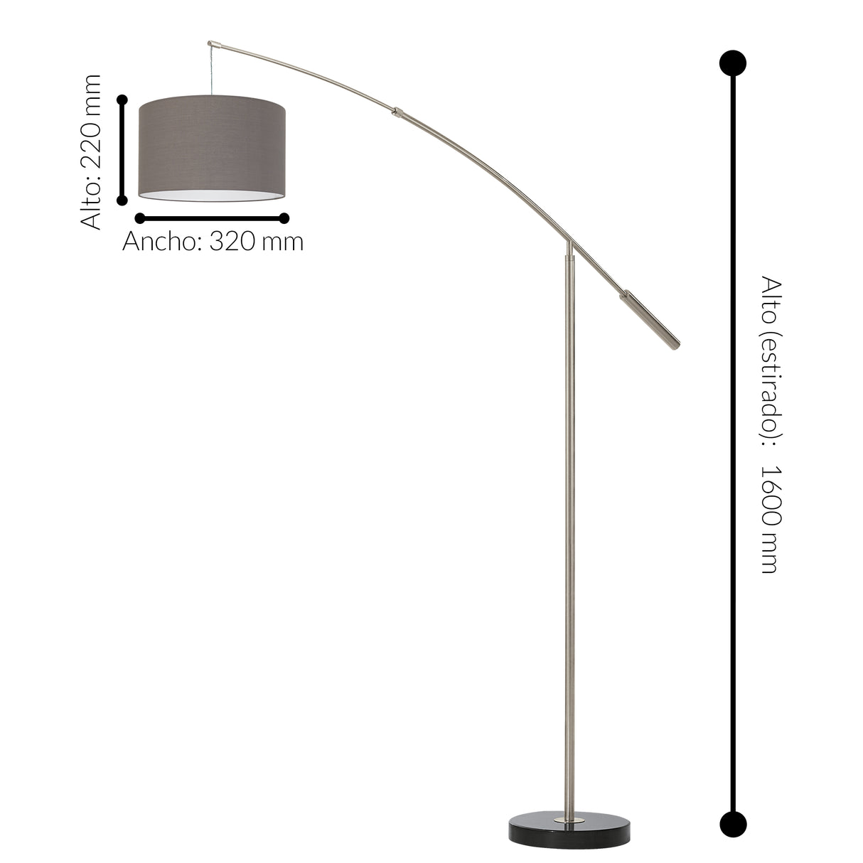 Lámpara de Piso Contemporáneo Gris Acero 32x160x195cm Diseño Único - Iluminacion | Bylmo