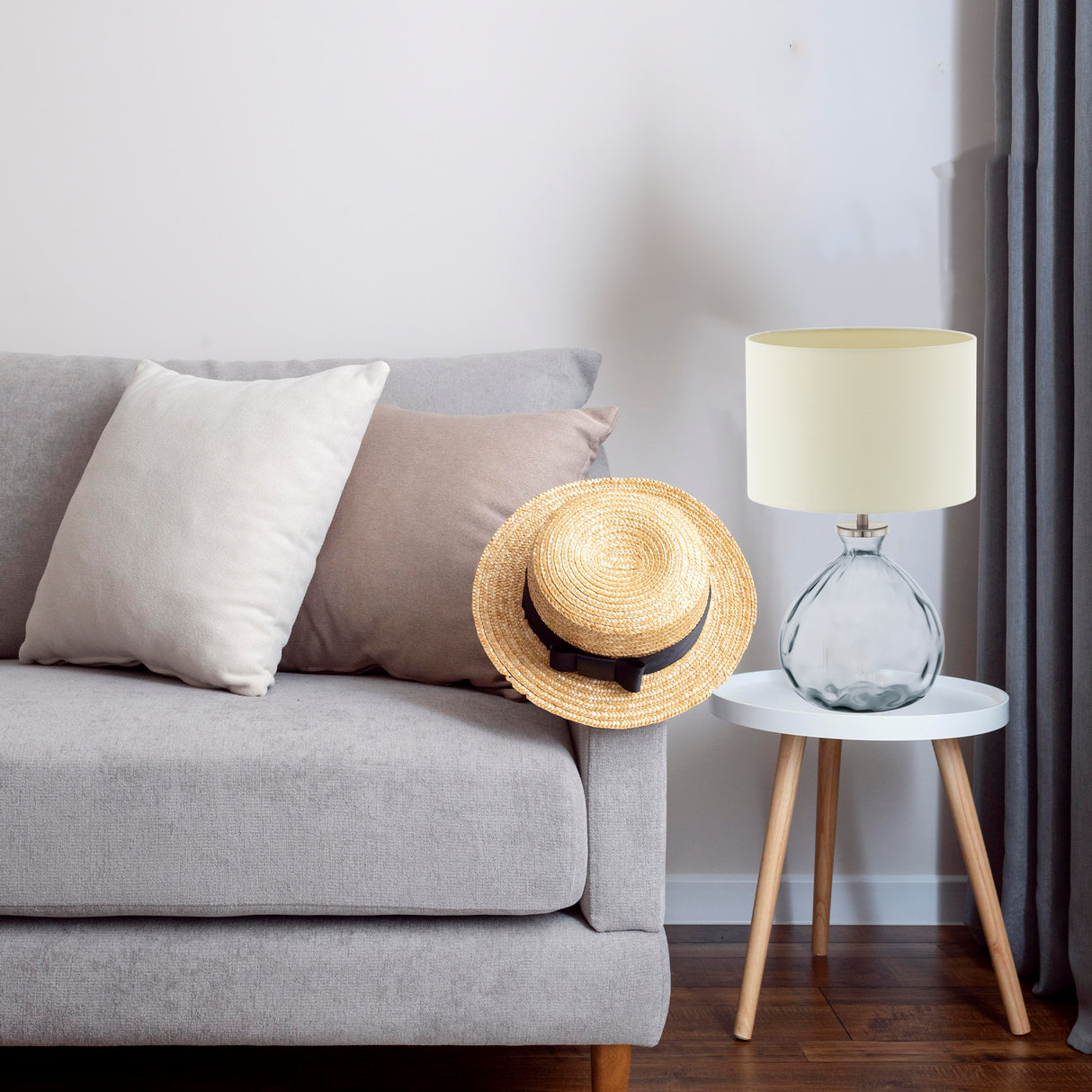 Lámpara de Mesa Contemporáneo Beige Vidrio LED 1 Luz 30x33x50cm - Iluminacion | Bylmo