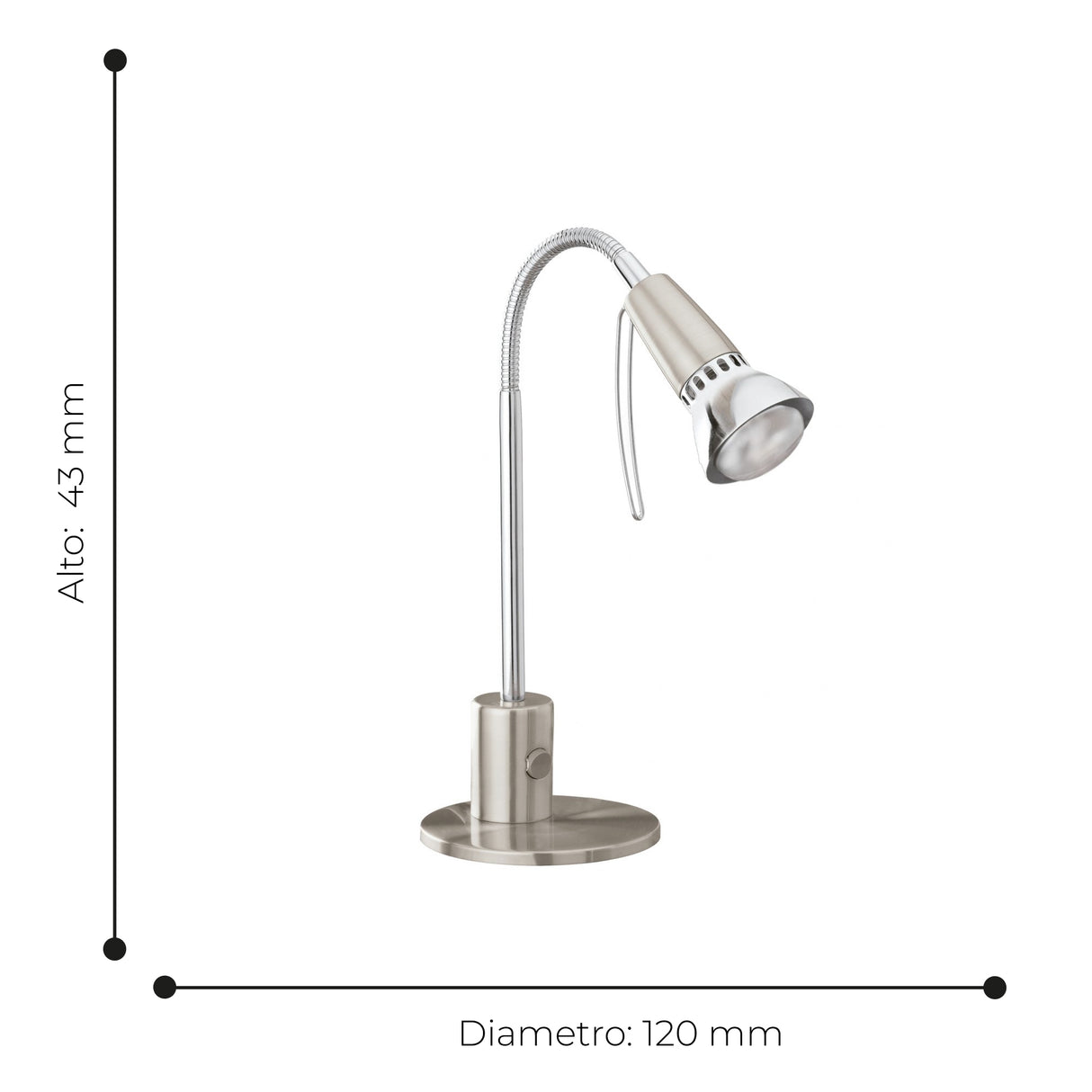 Lámpara de Mesa Moderno 12x12x33cm Gris Acero Portátil 1 Luz 450 Lúmenes LED - Iluminacion | Bylmo