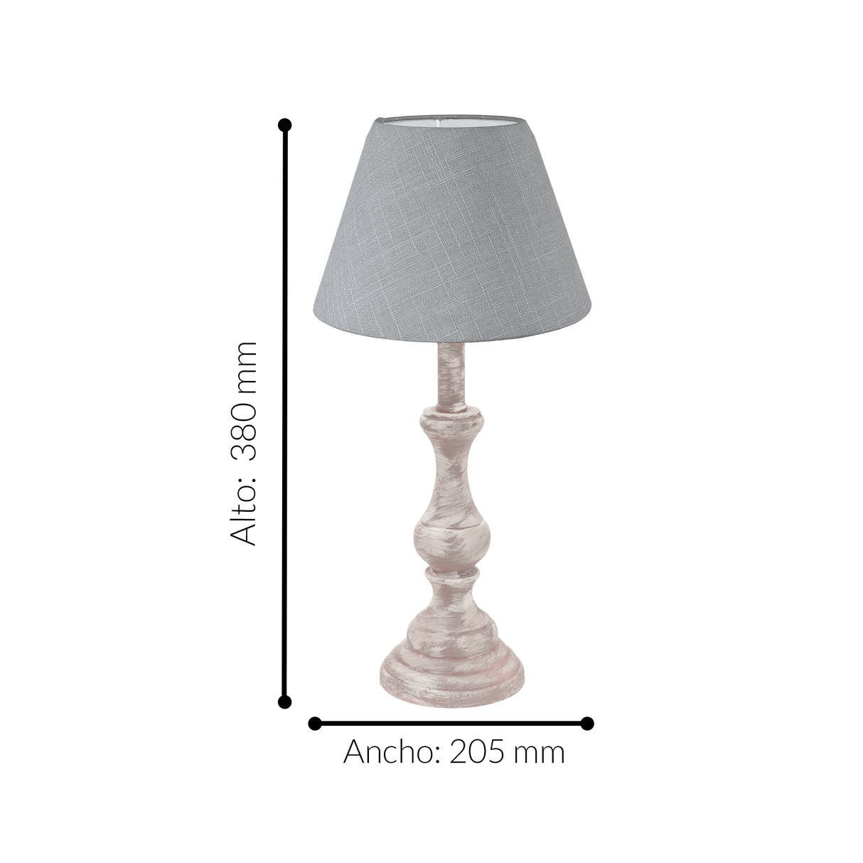 Lámpara de Mesa Rústico Gris 1 Luz 38cm Madera - Iluminacion | Bylmo