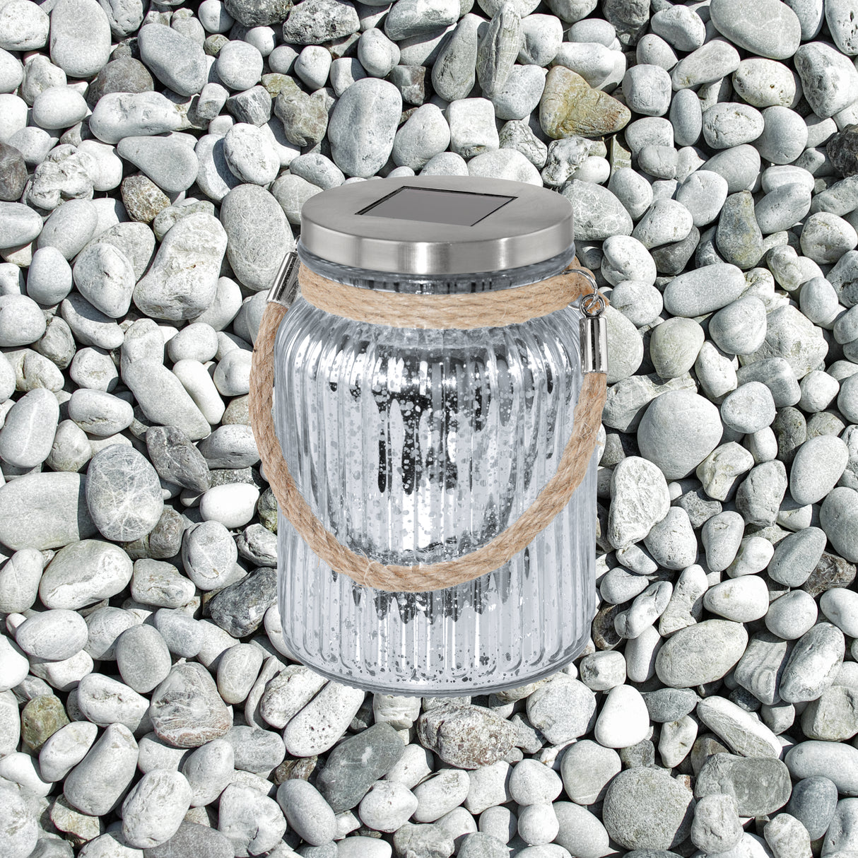 Lámpara Solar Rústico Vidrio Gris 1 Luz 11x11x16cm 0.57kg - Iluminacion | Bylmo