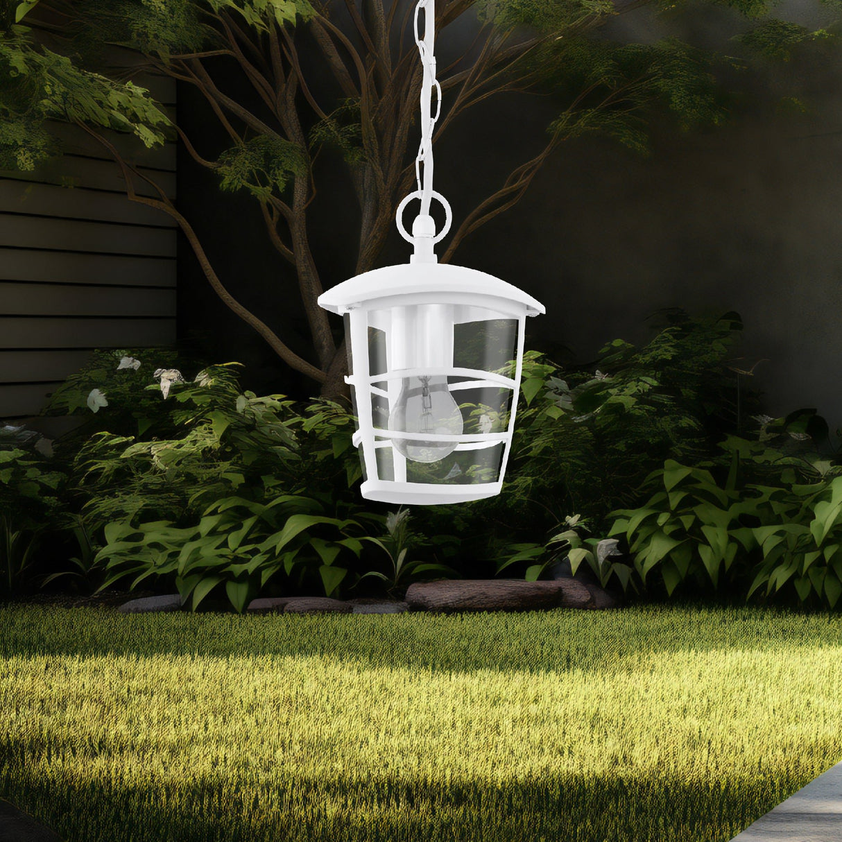 Lámpara Colgante Rústico Blanco 1 Luz 17x17x68cm Acero IP44 - Iluminacion | Bylmo