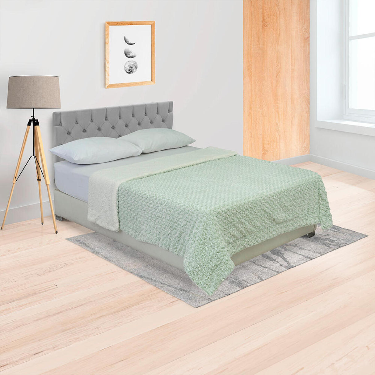 Cobija Doble Faz Ovejero Twist Verde y Beige 180x200cm Fondo Entero - Cobijas y Mantas | Bylmo