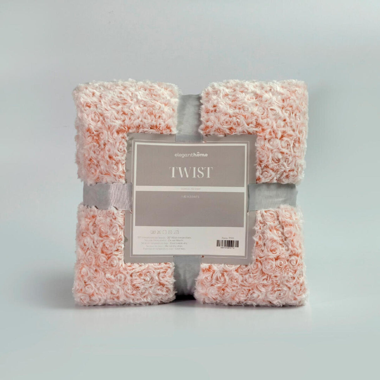 Cobija Doble Faz Ovejero Twist Rosa y Beige 180x200cm Fondo Entero - Cobijas y Mantas | Bylmo