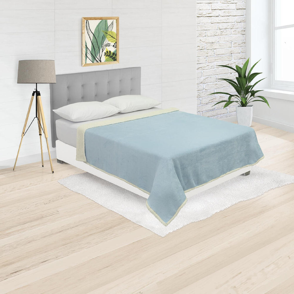 Cobija Ovejera Cibraja Azul Celeste 180x190cm Fondo Entero - Cobijas y Mantas | Bylmo