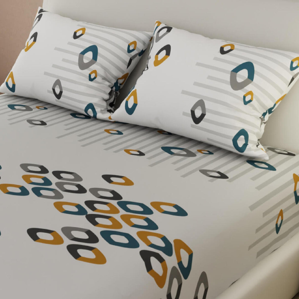 Sábana Ajustable Serebel Blanco de Círculos Para Cama Doble 140 X 190 Cm - Sabanas | Bylmo