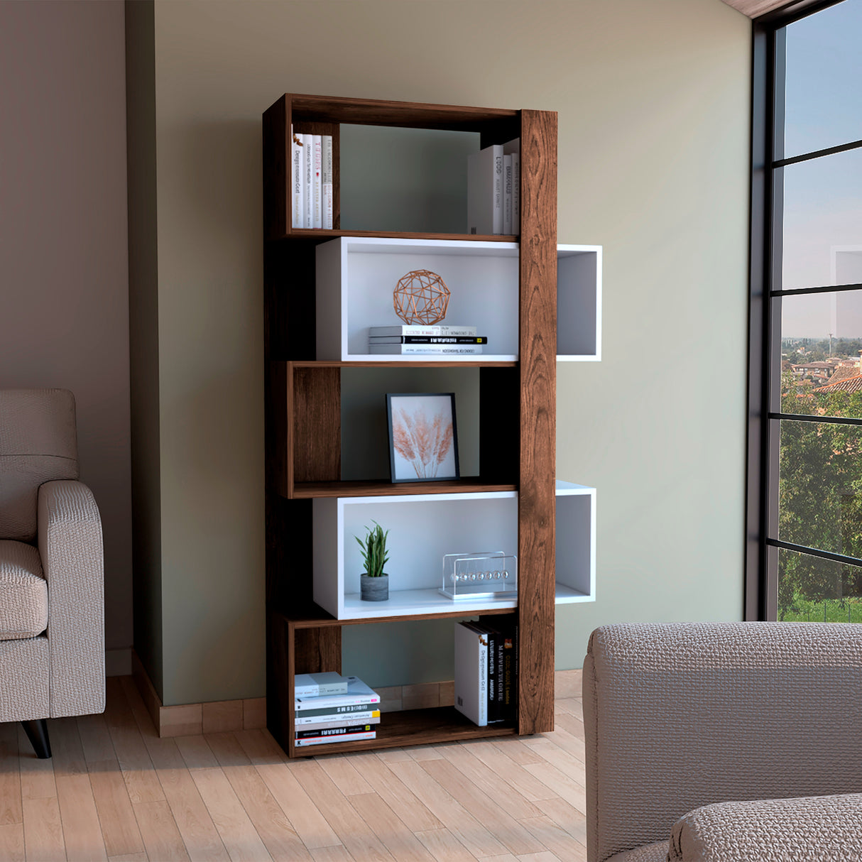 Biblioteca Beijing Bellota y Blanco 28.6x161.5cm Rectangular - Bibliotecas y Estanterías | Bylmo