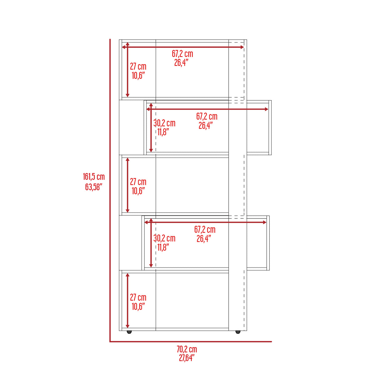 Biblioteca Beijing Bellota y Blanco 28.6x161.5cm Rectangular - Bibliotecas y Estanterías | Bylmo