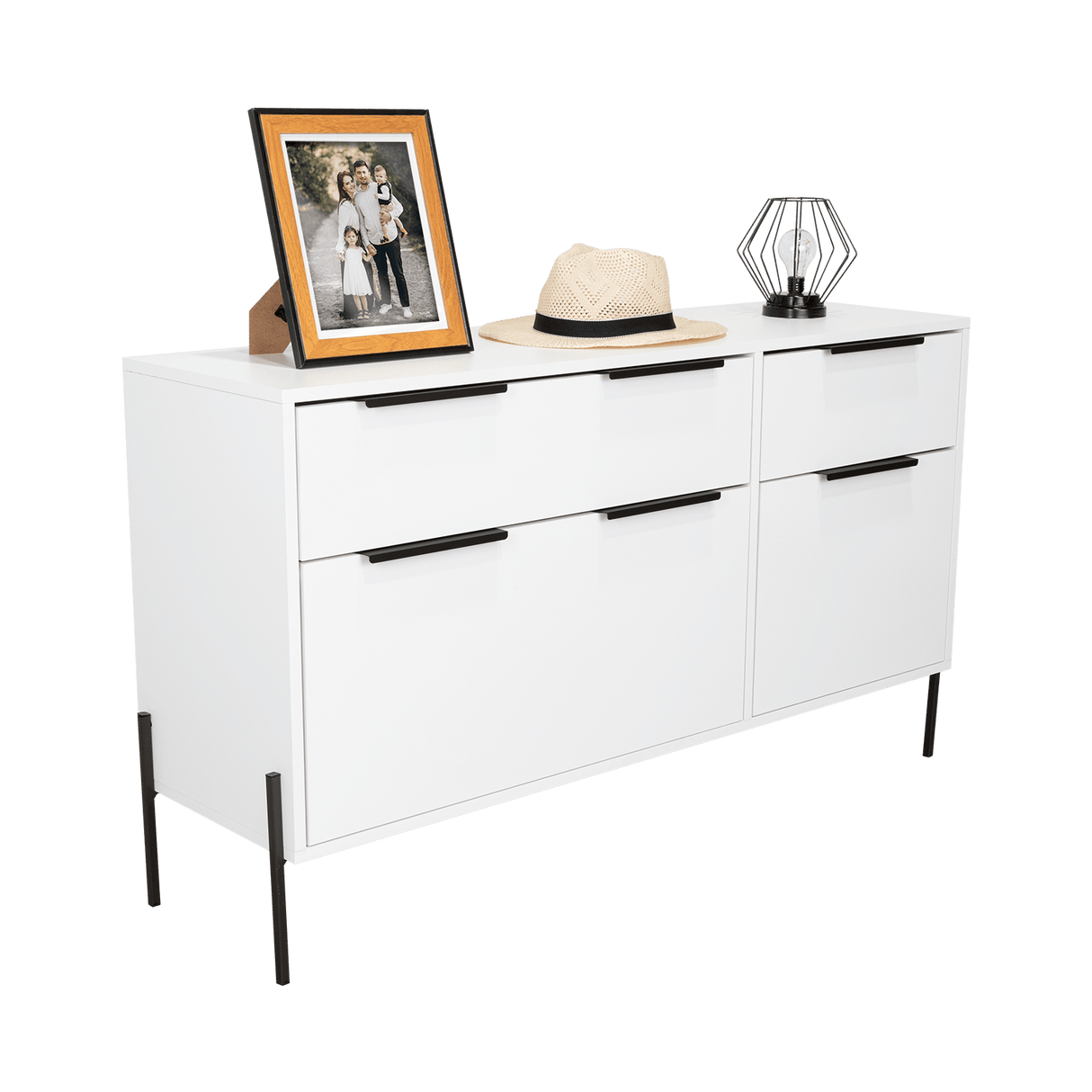 Cómoda White Collection Blanco 122.6x69cm con Cuatro Cajones - Cajoneras y Comodas | Bylmo