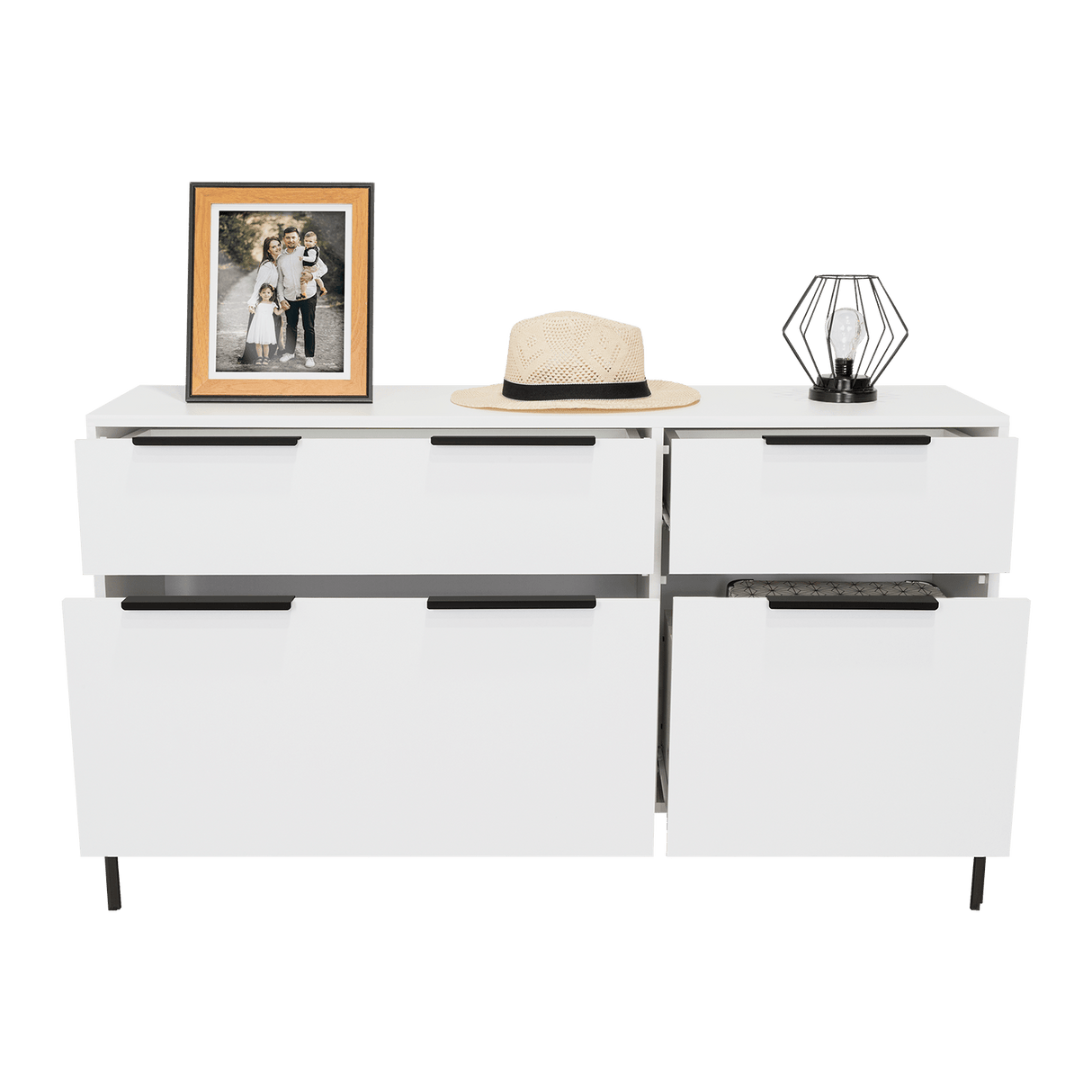 Cómoda White Collection Blanco 122.6x69cm con Cuatro Cajones - Cajoneras y Comodas | Bylmo