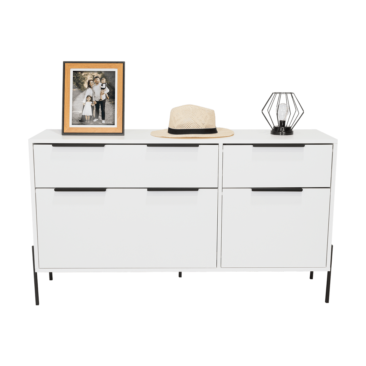 Cómoda White Collection Blanco 122.6x69cm con Cuatro Cajones - Cajoneras y Comodas | Bylmo