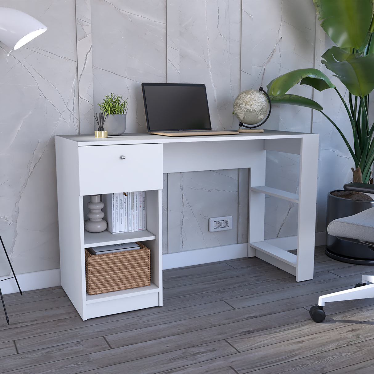 Escritorio Home Blanco 120.2x75.6cm con Organizado de Libros - Escritorios | Bylmo
