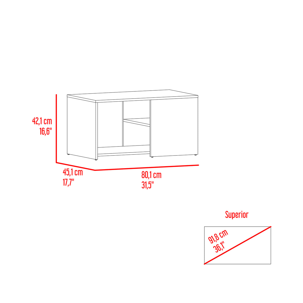 Mesa de Centro Adel Capri y Macadamia 80.1x42.1cm Rectangular - Mesas de Centro | Bylmo