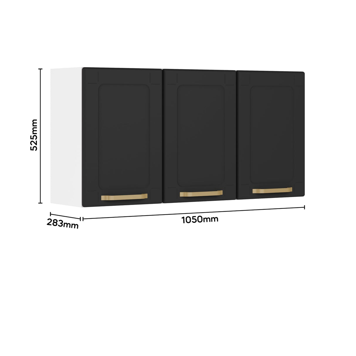 Mueble Superior Negro 105x52cm con Tres Puertas - Muebles Superiores | Bylmo
