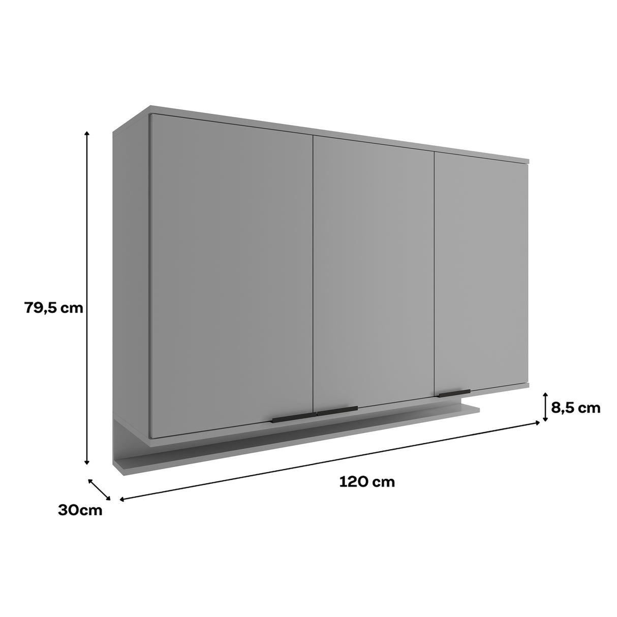 Mueble Superior Gris 120x79.5cm con Tres Puertas - Muebles Superiores | Bylmo