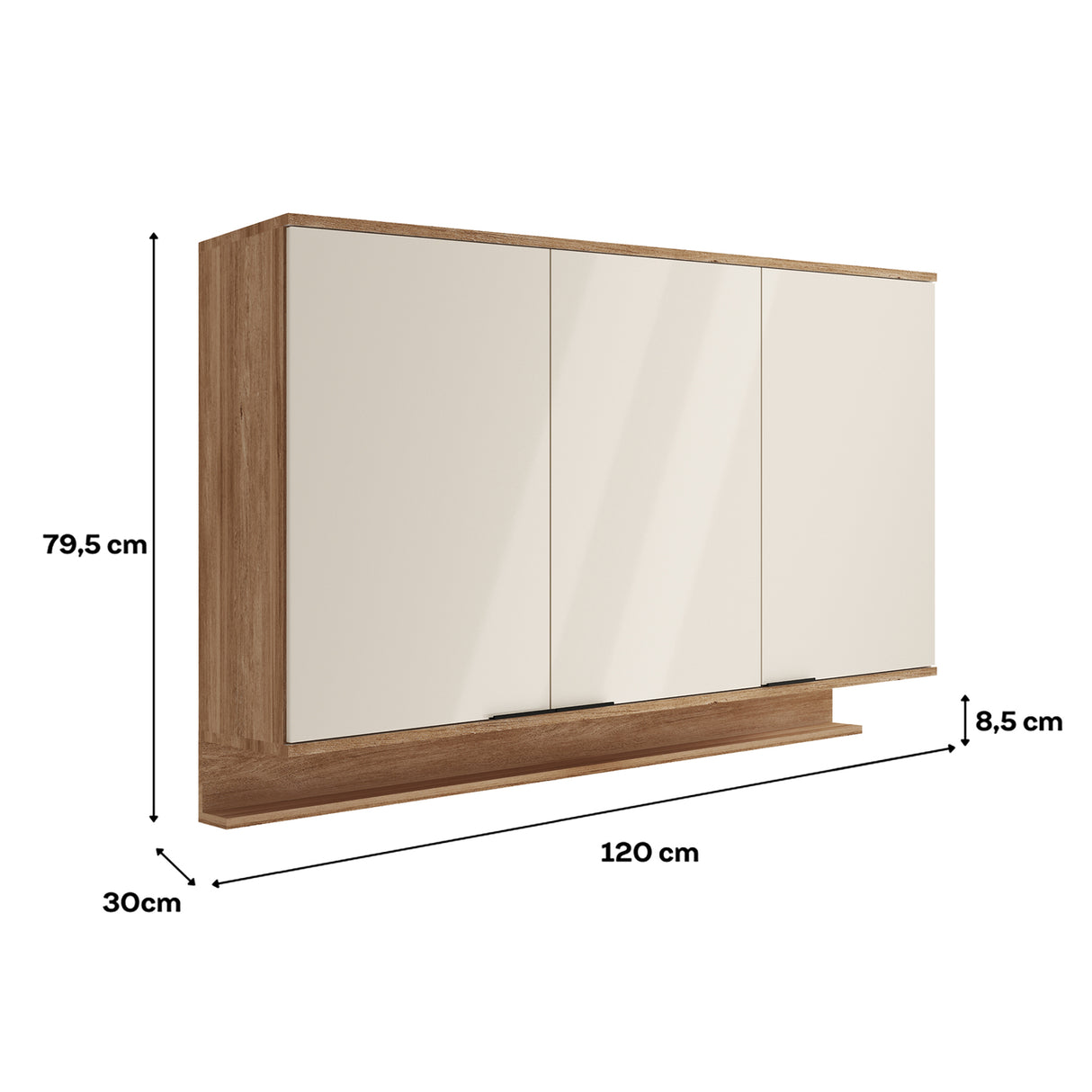 Mueble Superior Freijo Y Beige 120x79.5cm con Tres Puertas - Muebles Superiores | Bylmo
