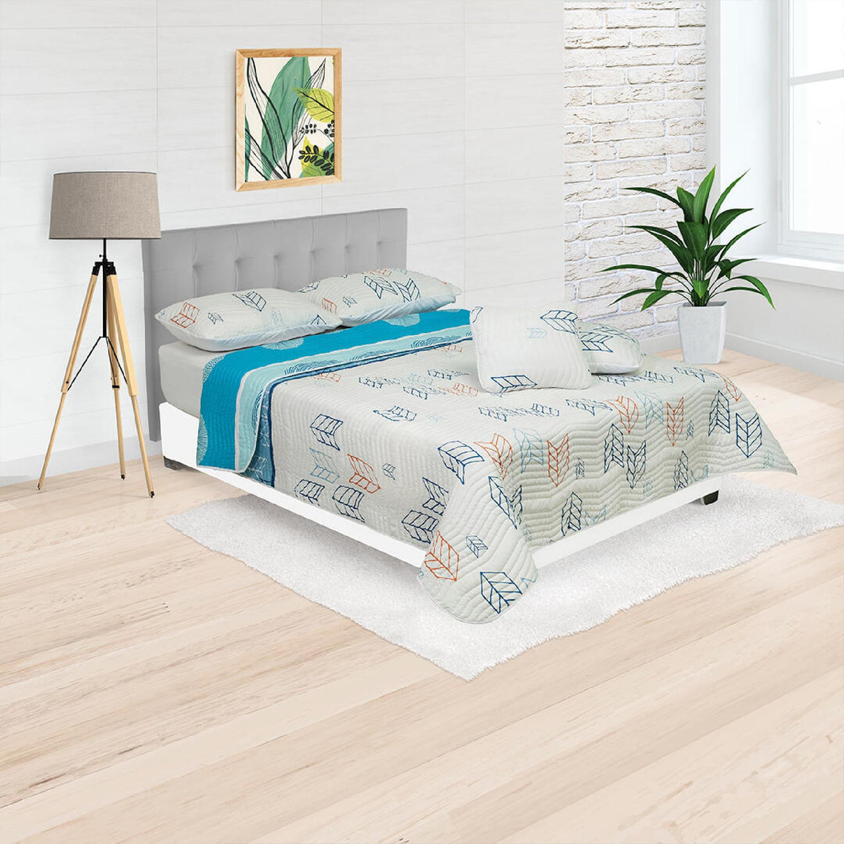 Cubrelecho Español Ambete Azul Aguamarina de Círculos Para Cama Semidoble 120 X 190 Cm - Tendidos y Cubrelechos | Bylmo