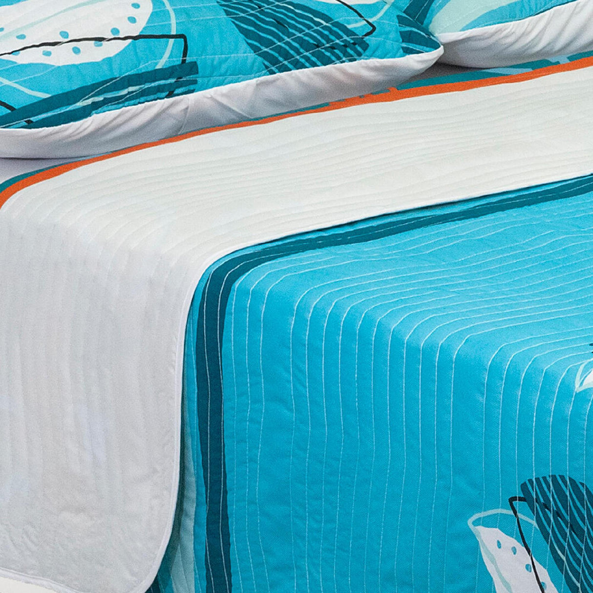 Cubrelecho Español Ambete Azul de Semicírculos Para Cama Doble 140 X 190 Cm - Tendidos y Cubrelechos | Bylmo