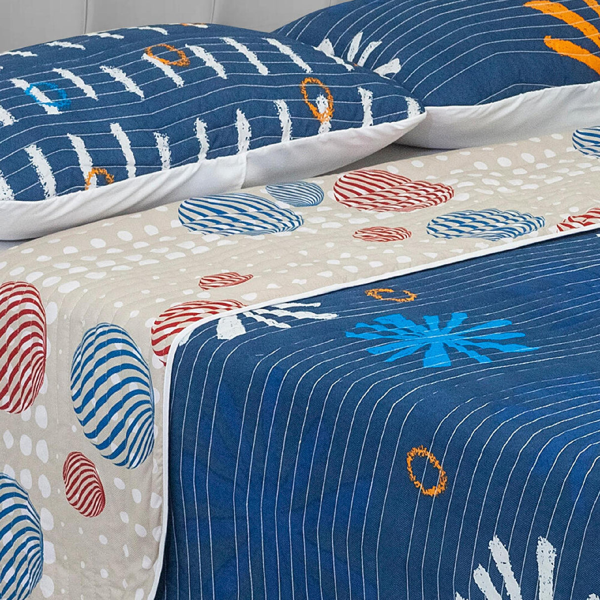 Cubrelecho Español Ambete Cafe Claro de Círculos Para Cama Semidoble 120 X 190 Cm - Tendidos y Cubrelechos | Bylmo