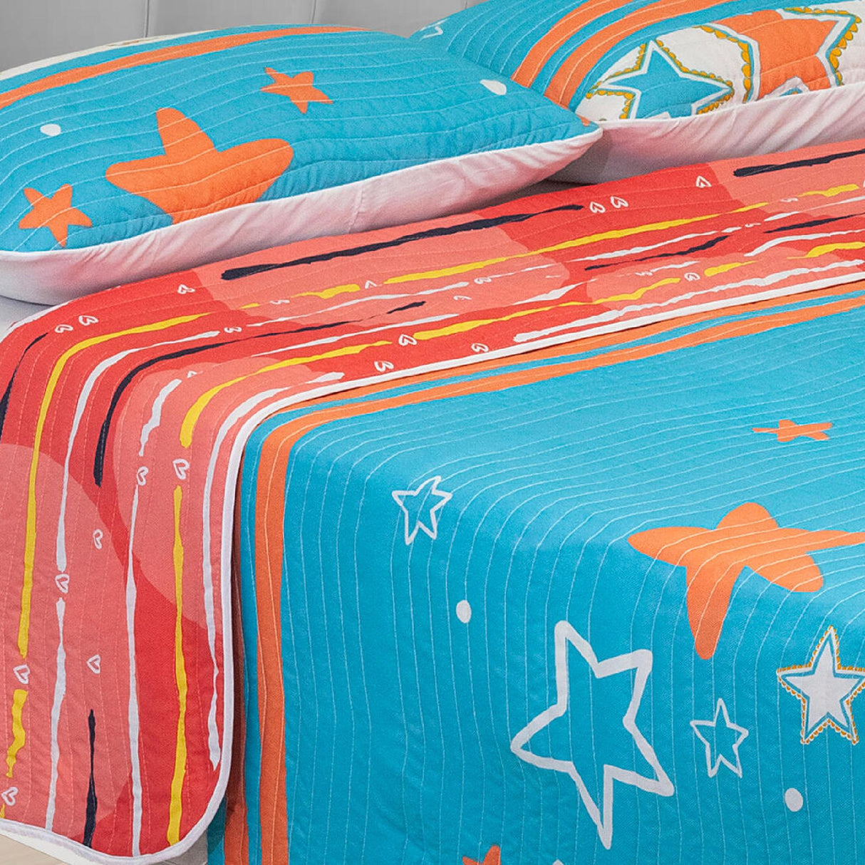 Cubrelecho Español Ambete Salmón de Corazones Para Cama Sencilla 100 X 190 Cm - Tendidos y Cubrelechos | Bylmo