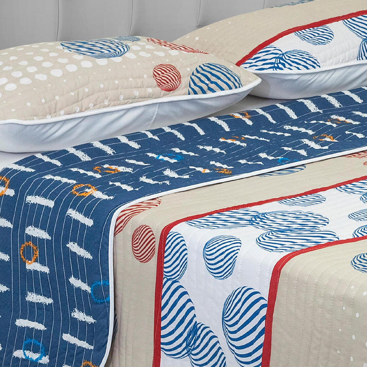 Cubrelecho Español Ambete Cafe Claro de Círculos Para Cama King 200 X 200 Cm - Tendidos y Cubrelechos | Bylmo