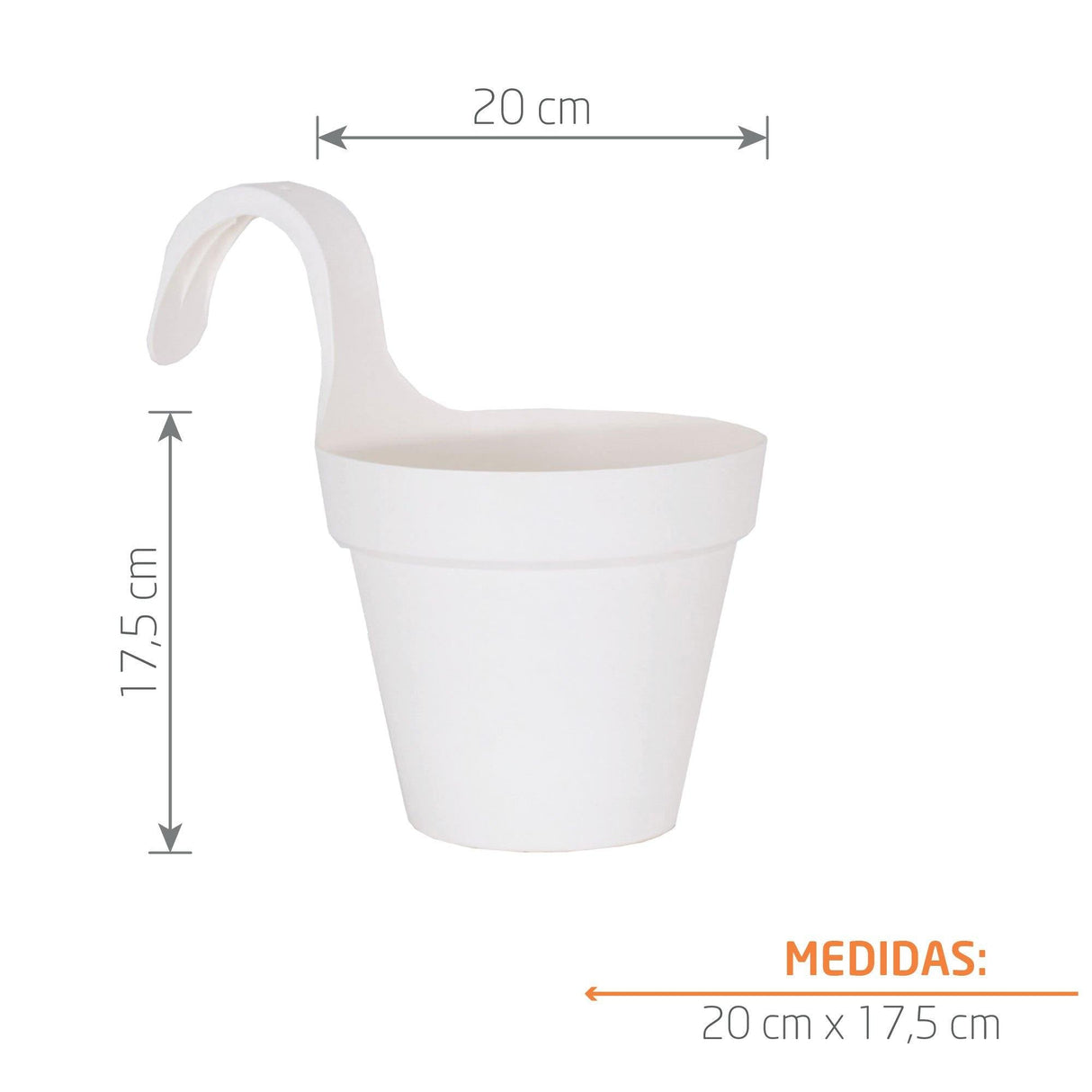 Matera Balcony Capri Solo Blanco 20x28cm Cónica Para Barandas - Materas y Macetas | Bylmo