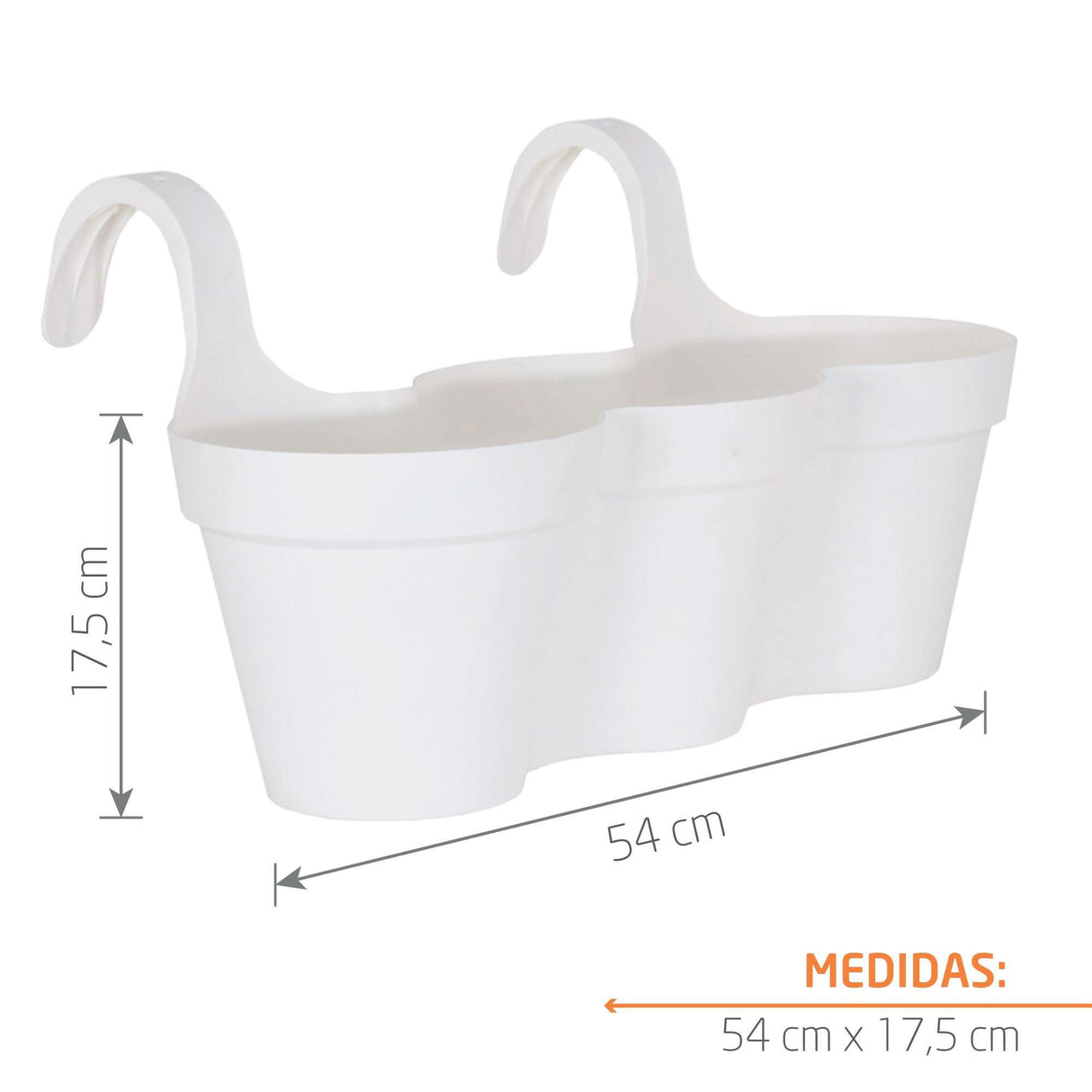 Matera Balcony Capri Triple Blanco 54x28cm Cónica Para Barandas - Materas y Macetas | Bylmo