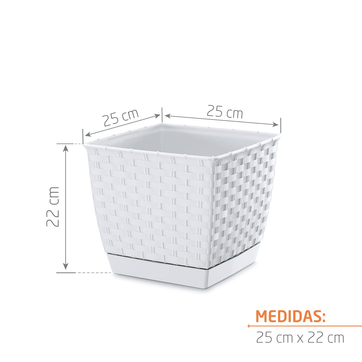 Matera Ratolla Square Blanco 25x22cm Cuadrada De Escritorio - Materas y Macetas | Bylmo