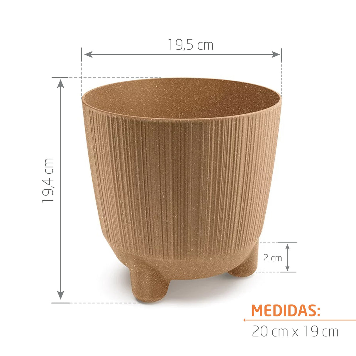 Matera Ryfo N Eco Cafe Claro 19.5x19.4cm Cónica De Escritorio - Materas y Macetas | Bylmo