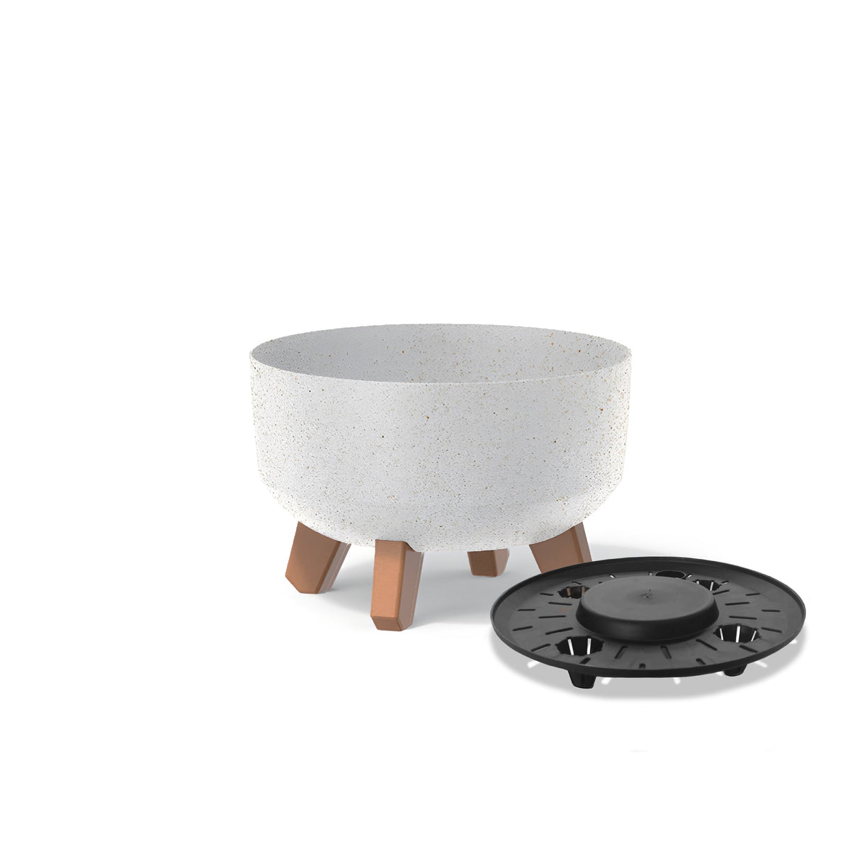 Matera Gracia Round Low Eco Wood Blanco 23.5x15.5cm Cónica Tradicionales De Piso - Materas y Macetas | Bylmo