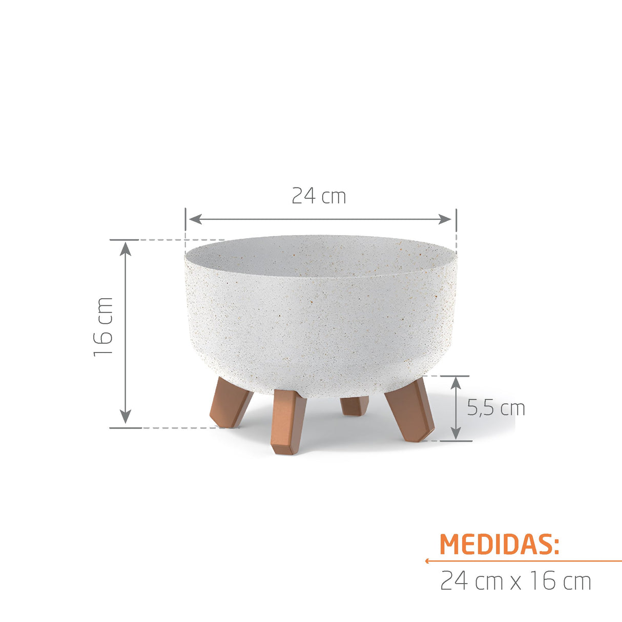 Matera Gracia Round Low Eco Wood Blanco 23.5x15.5cm Cónica Tradicionales De Piso - Materas y Macetas | Bylmo