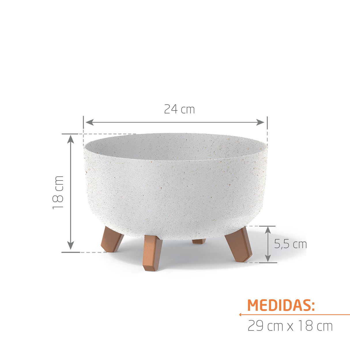 Matera Gracia Round Low Eco Wood Blanco 28.5x17.7cm Cónica Tradicionales De Piso - Materas y Macetas | Bylmo