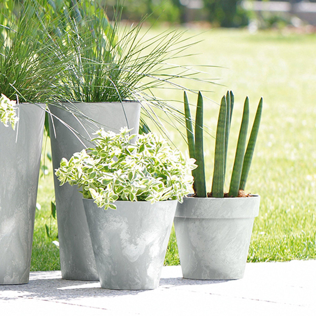 Matera Cube Beton Gris Concreto 20x18cm Cónica De Escritorio - Materas y Macetas | Bylmo