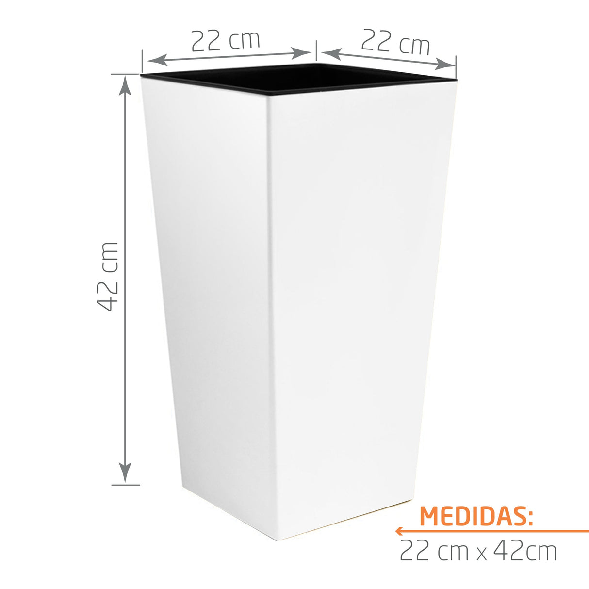 Matera Urbi Blanco 22x42cm Cuadrada Tradicionales De Piso - Materas y Macetas | Bylmo