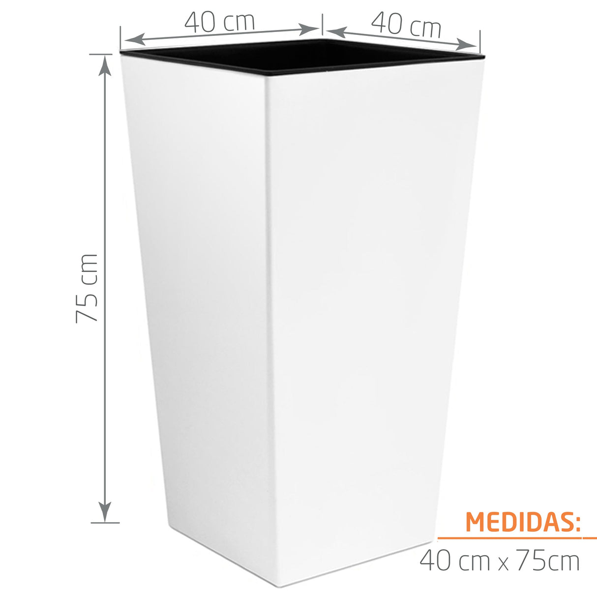 Matera Urbi Blanco 40x75cm Cuadrada Tradicionales De Piso - Materas y Macetas | Bylmo