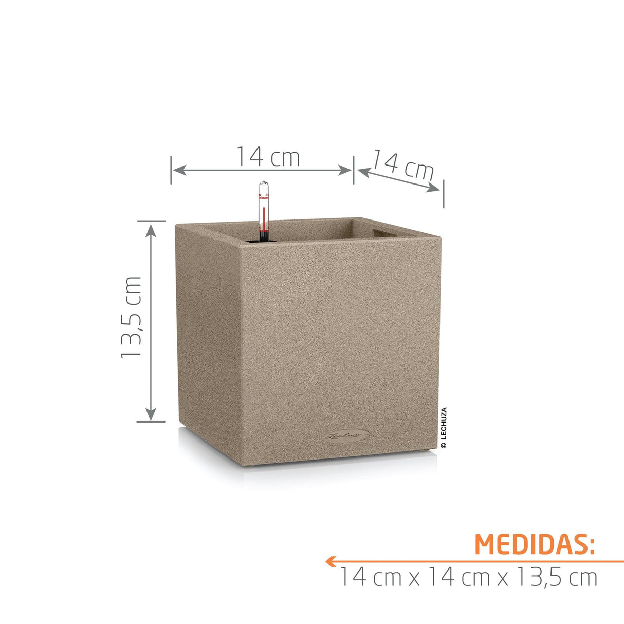 Matera Canto Arena 14x13.5cm Cuadrada De Escritorio Con Sistema de Riego Automático - Materas y Macetas | Bylmo