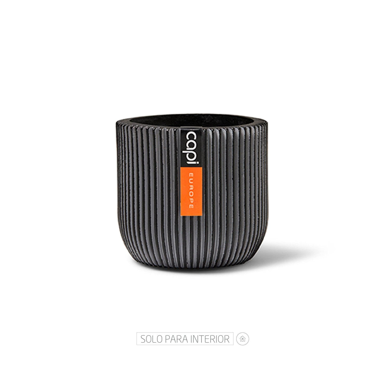 Matera Conic Round Groove Negro 14x13cm Cónica De Escritorio - Materas y Macetas | Bylmo