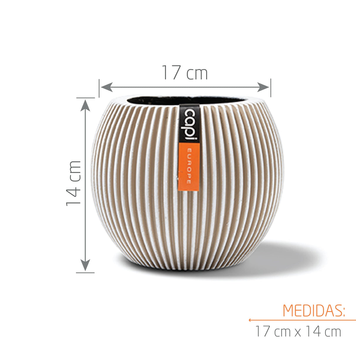 Matera Ball Groove Marfil 18x15cm Cónica De Escritorio - Materas y Macetas | Bylmo