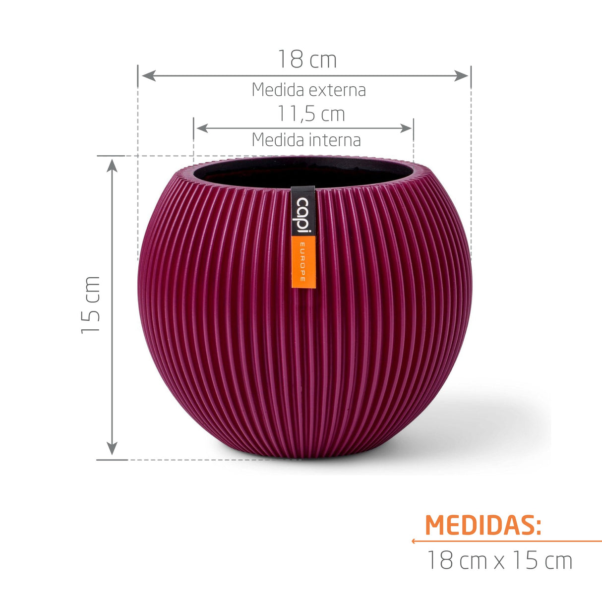 Matera Ball Groove Morado 18x15cm Cónica De Escritorio - Materas y Macetas | Bylmo