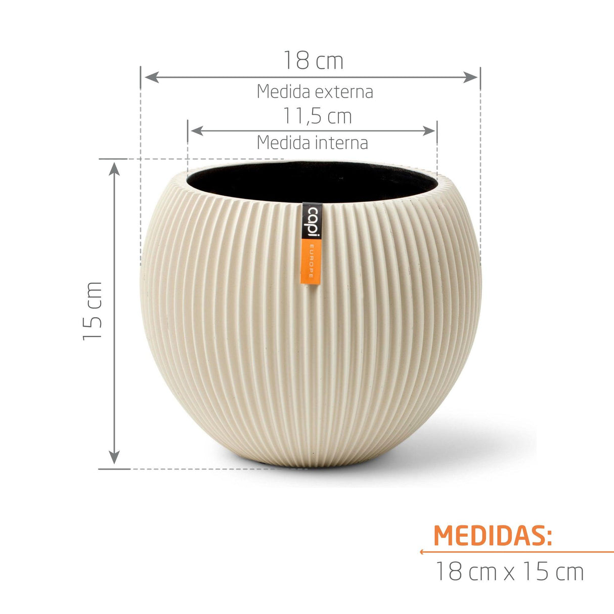 Matera Ball Groove Beige 18x15cm Cónica De Escritorio - Materas y Macetas | Bylmo