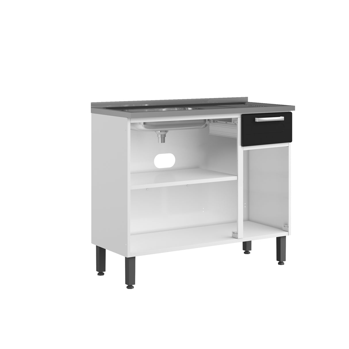 Cocina Integral Blanco y Negro 105x89.2cm Con Mesón Con Pozuelo Izquierda - Cocinas | Bylmo