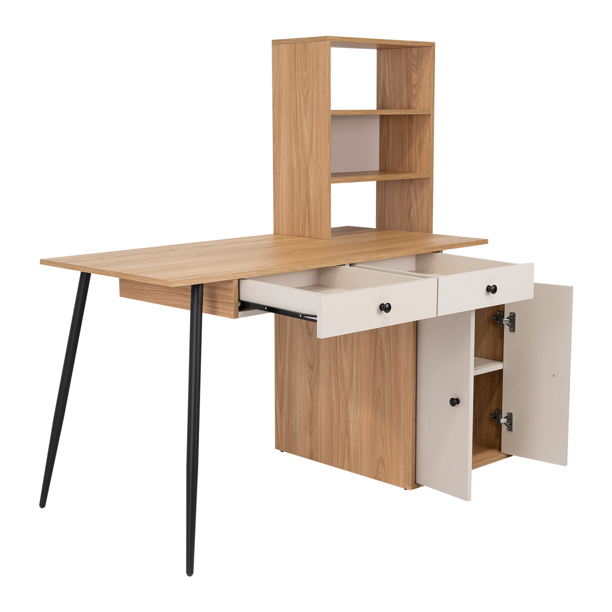 Escritorio Alfari Fresno Europeo Capri 135x133.6cm con Organizador de Libros y Archivador - Escritorios | Bylmo