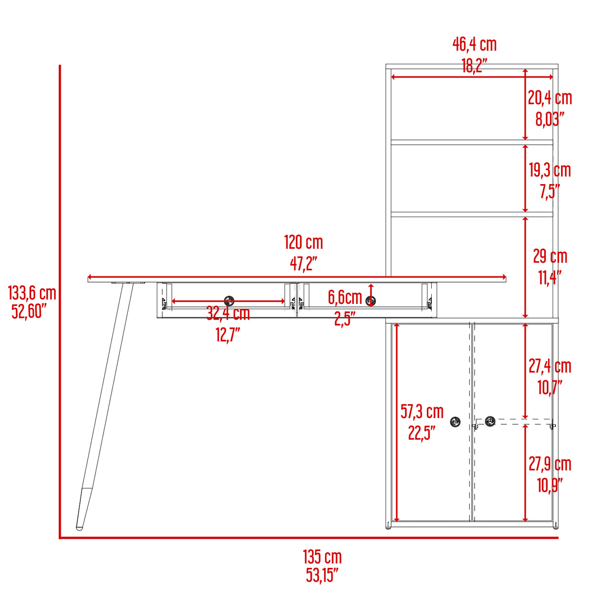 Escritorio Alfari Fresno Europeo Capri 135x133.6cm con Organizador de Libros y Archivador - Escritorios | Bylmo