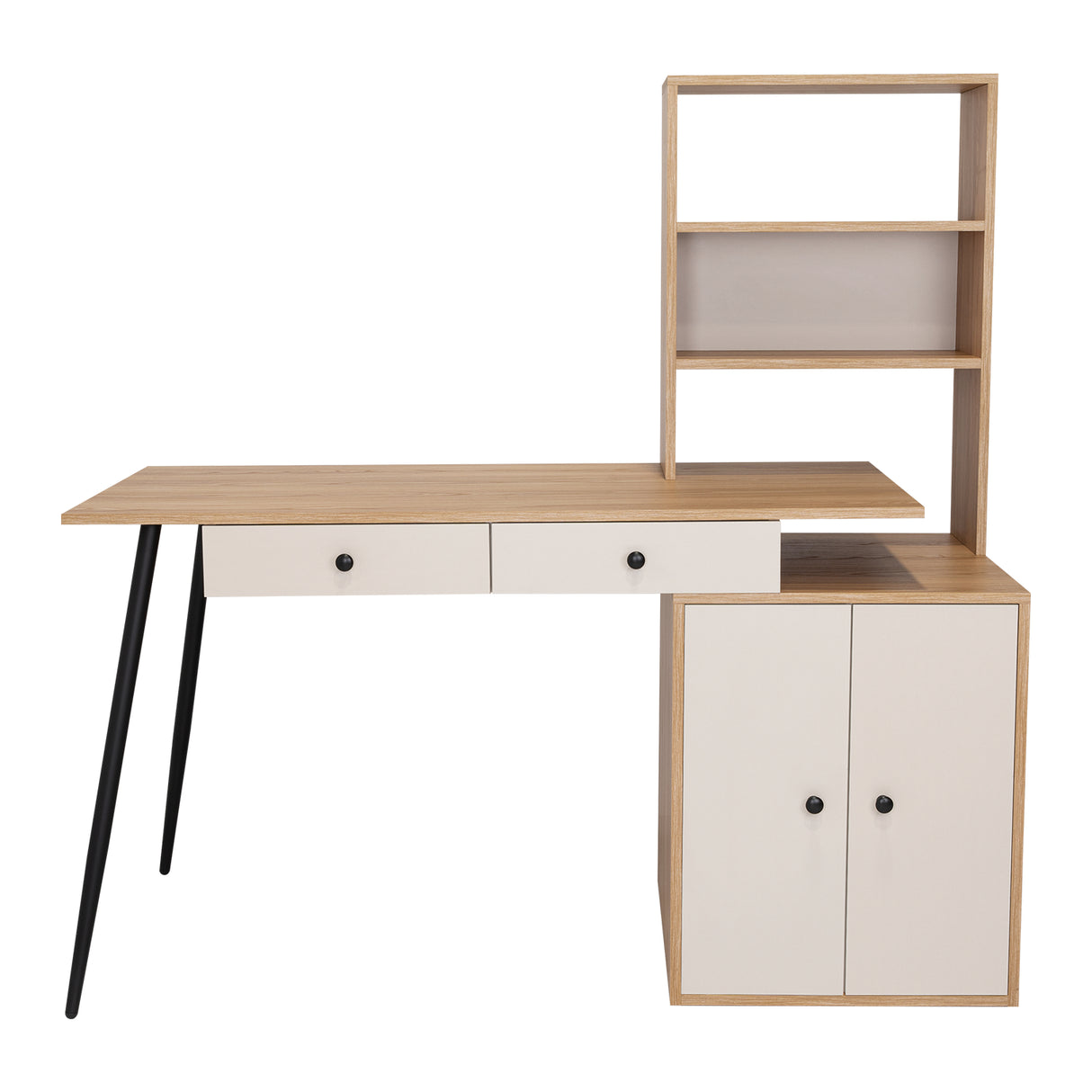 Escritorio Alfari Fresno Europeo Capri 135x133.6cm con Organizador de Libros y Archivador - Escritorios | Bylmo