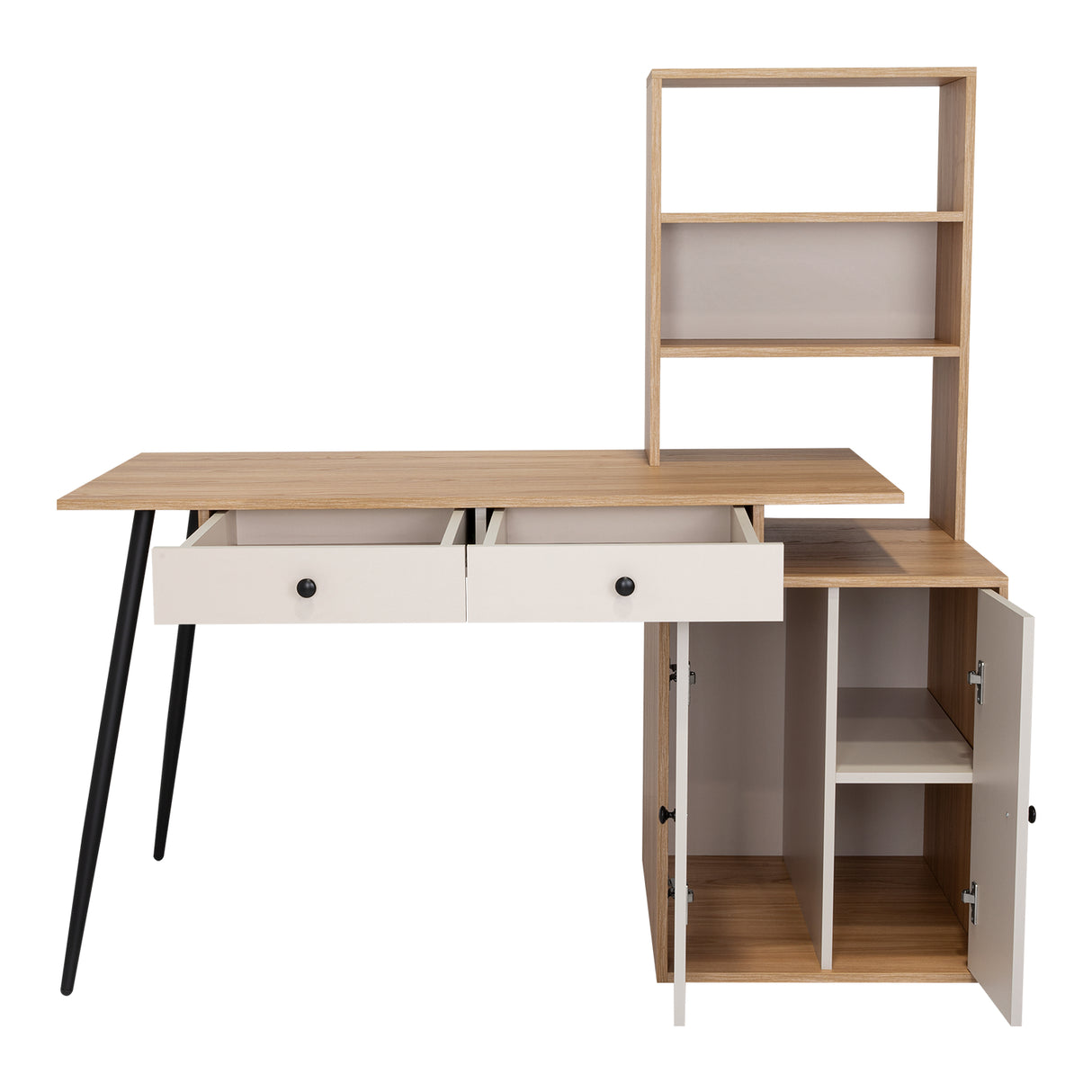 Escritorio Alfari Fresno Europeo Capri 135x133.6cm con Organizador de Libros y Archivador - Escritorios | Bylmo