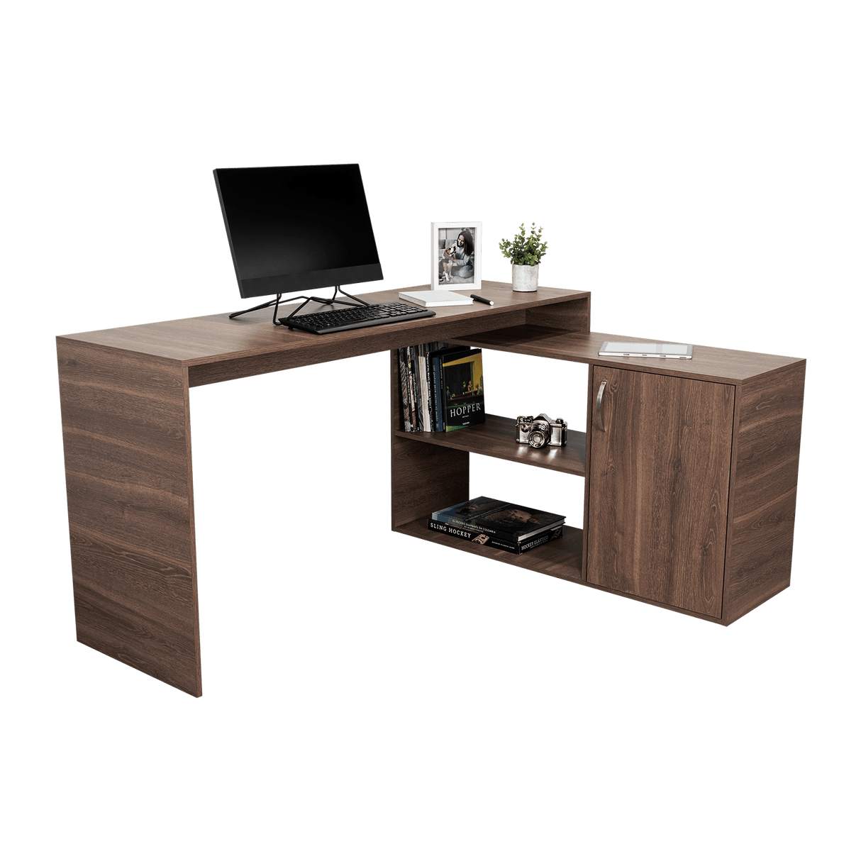 Escritorio en L Axis Milan 151.5x76.5cm con Organizador de Libros y Archivador - Escritorios | Bylmo