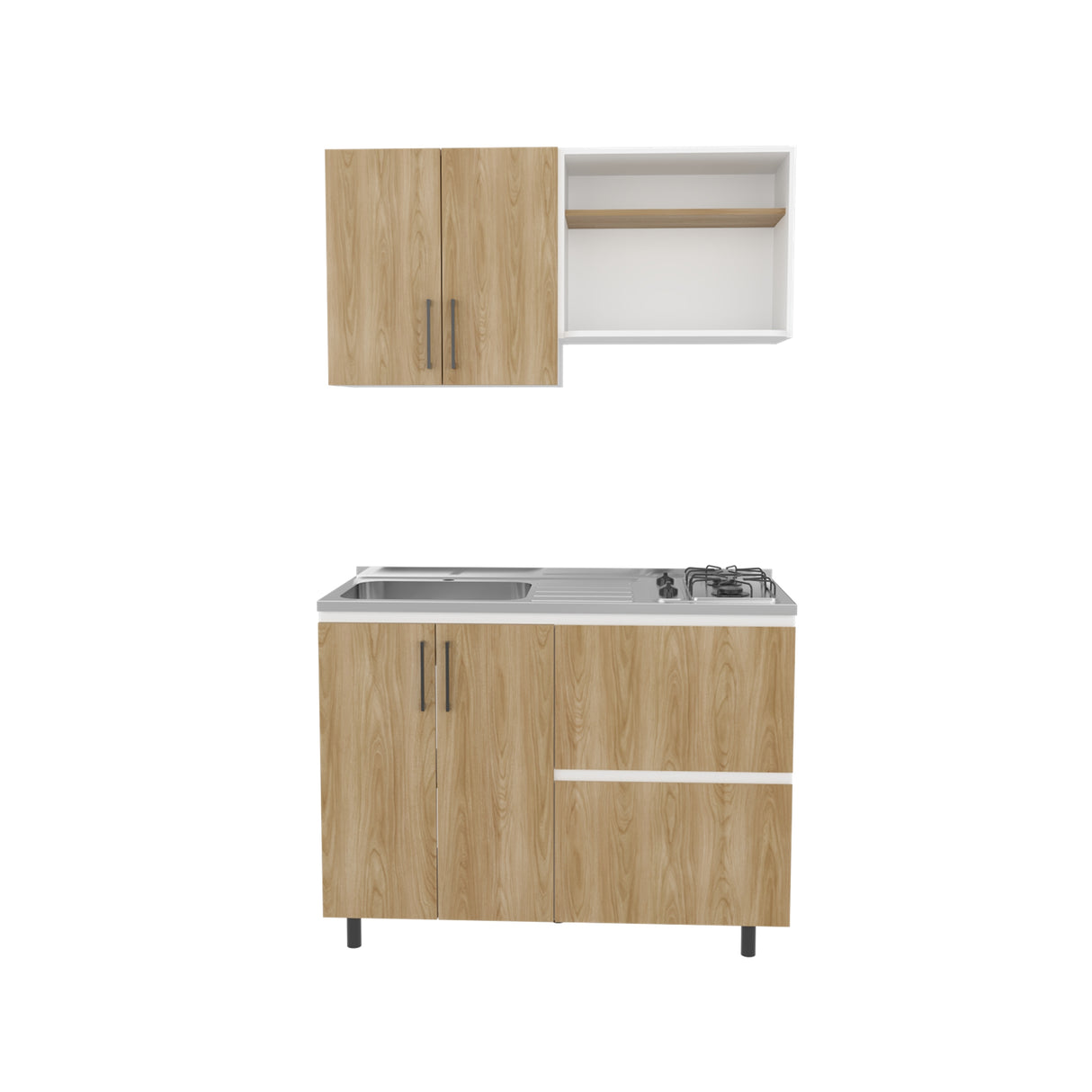 Cocina Cornell Fresno Europeo Blanco 119.7x90cm con Mesón y Pozuelo Izquierdo - Cocinas | Bylmo