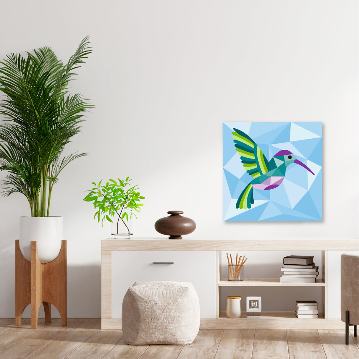 Kit Cuadro para Pintar Colibrí en MDF 30x30cm con Acrílicos y Pincel - Cuadros | Bylmo