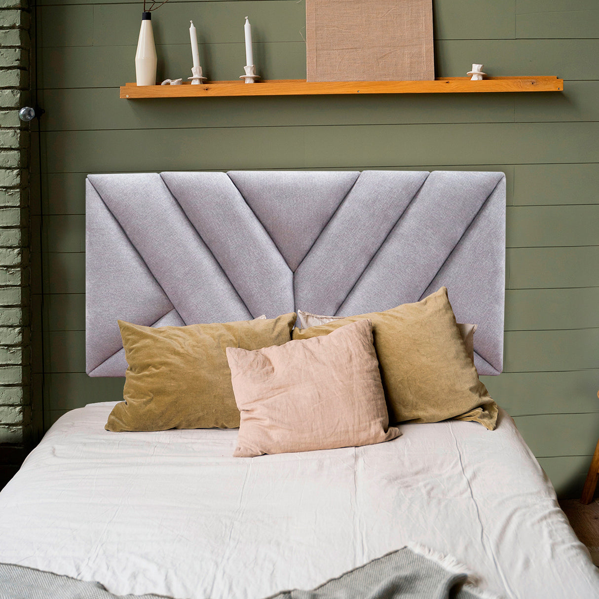 Cabecero Hug Gris Claro 120x60cm en la Pared Para Cama Semidoble - Cabeceros | Bylmo