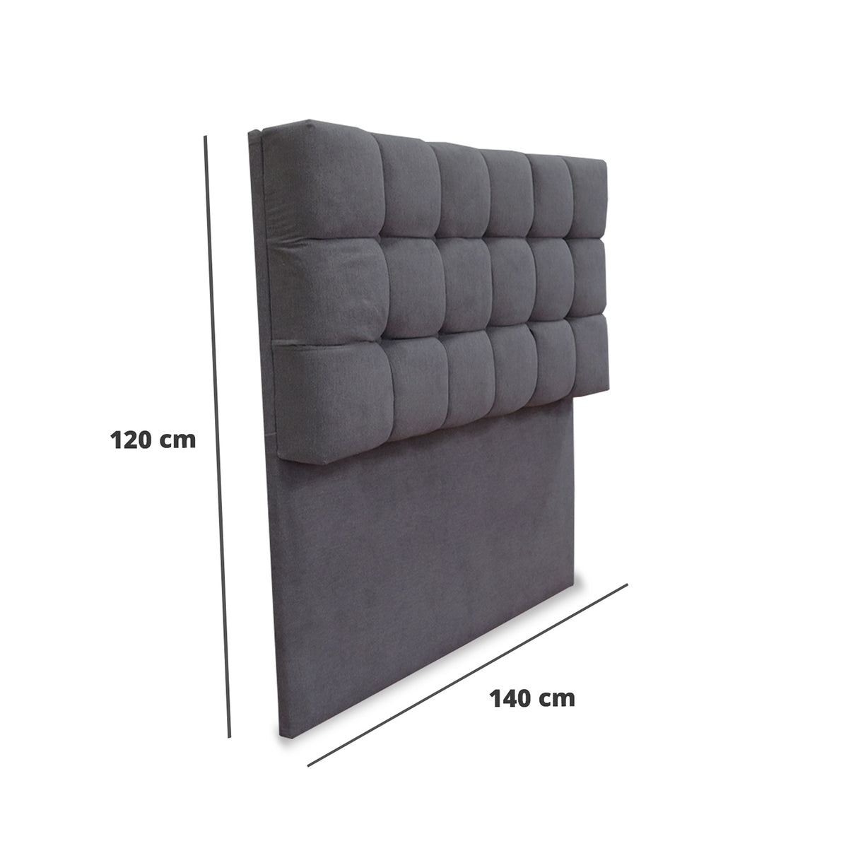Cabecero Michel Gris Oscuro 140x115cm a la Estructura de la Cama Para Cama Doble - Cabeceros | Bylmo